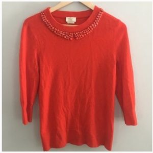 Kate spade peterpan orange jewelled sweater size medium like new